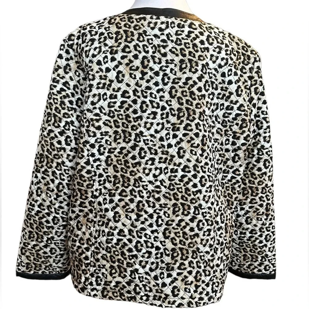 Chico’s Quilted Leopard Skin Commuter Town & Country Jacket